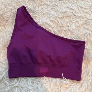 Purple One-Shoulder bo+tee sports bra